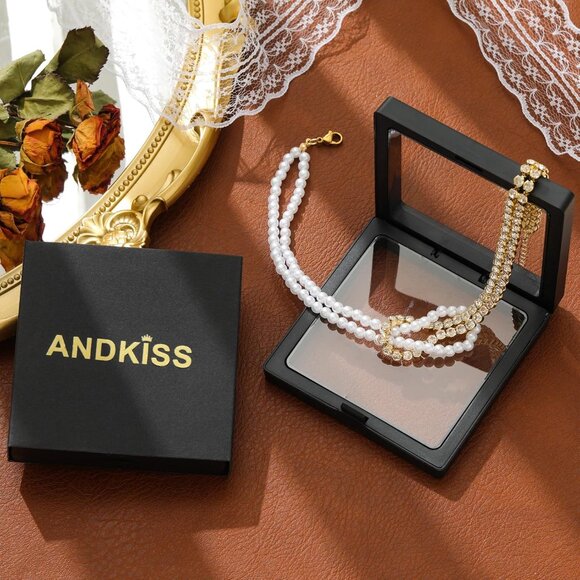 Women's Dainty Gold Pearl Necklace 14k Gold Plated Choker Necklace Simple Trendy - Picture 6 of 6